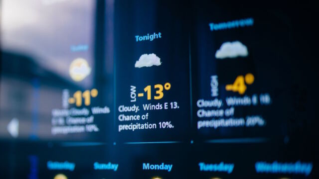 Wetter Widget auf einem Digital Signage Bildschirm