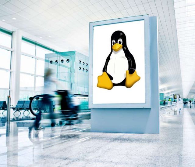 Stele mit Linux Pinguin