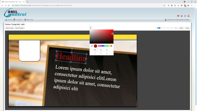 Template editor for User